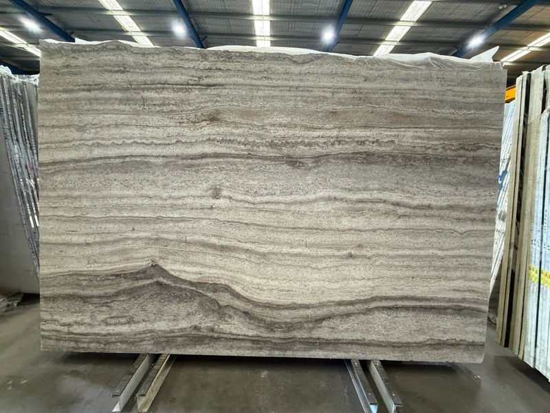 Travertine Silver Titanium close up